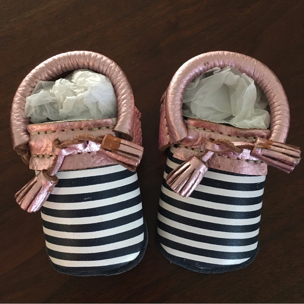 Striped Pink and Black Baby Walker Shoes